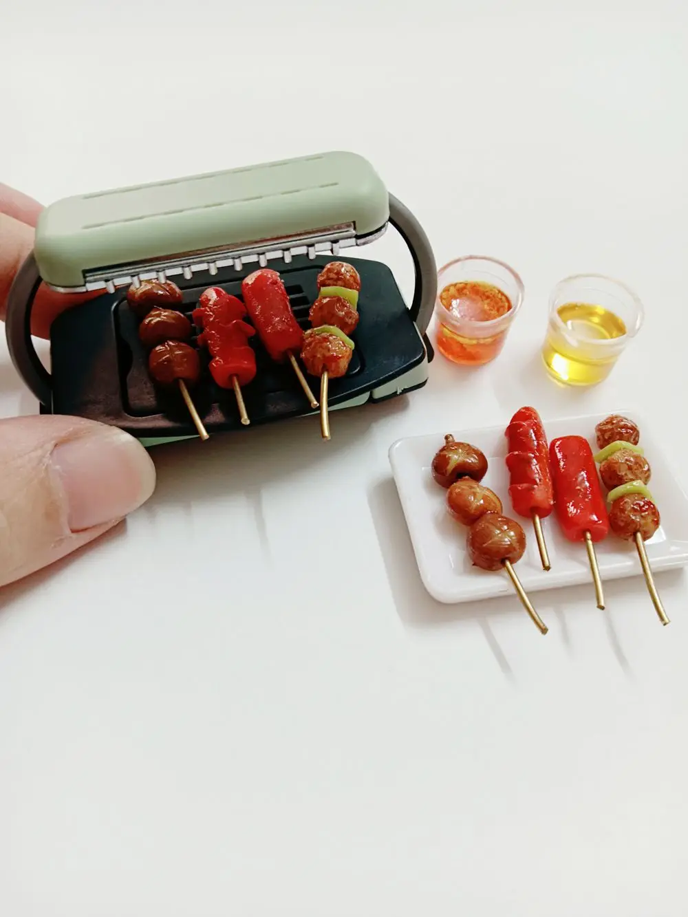 New 1/6 Scale Dollhouse Miniature Barbecue Roasters Mini BBQ Meat Ball Sausage Food for Doll House Kitchen Play Toys Accessories 6