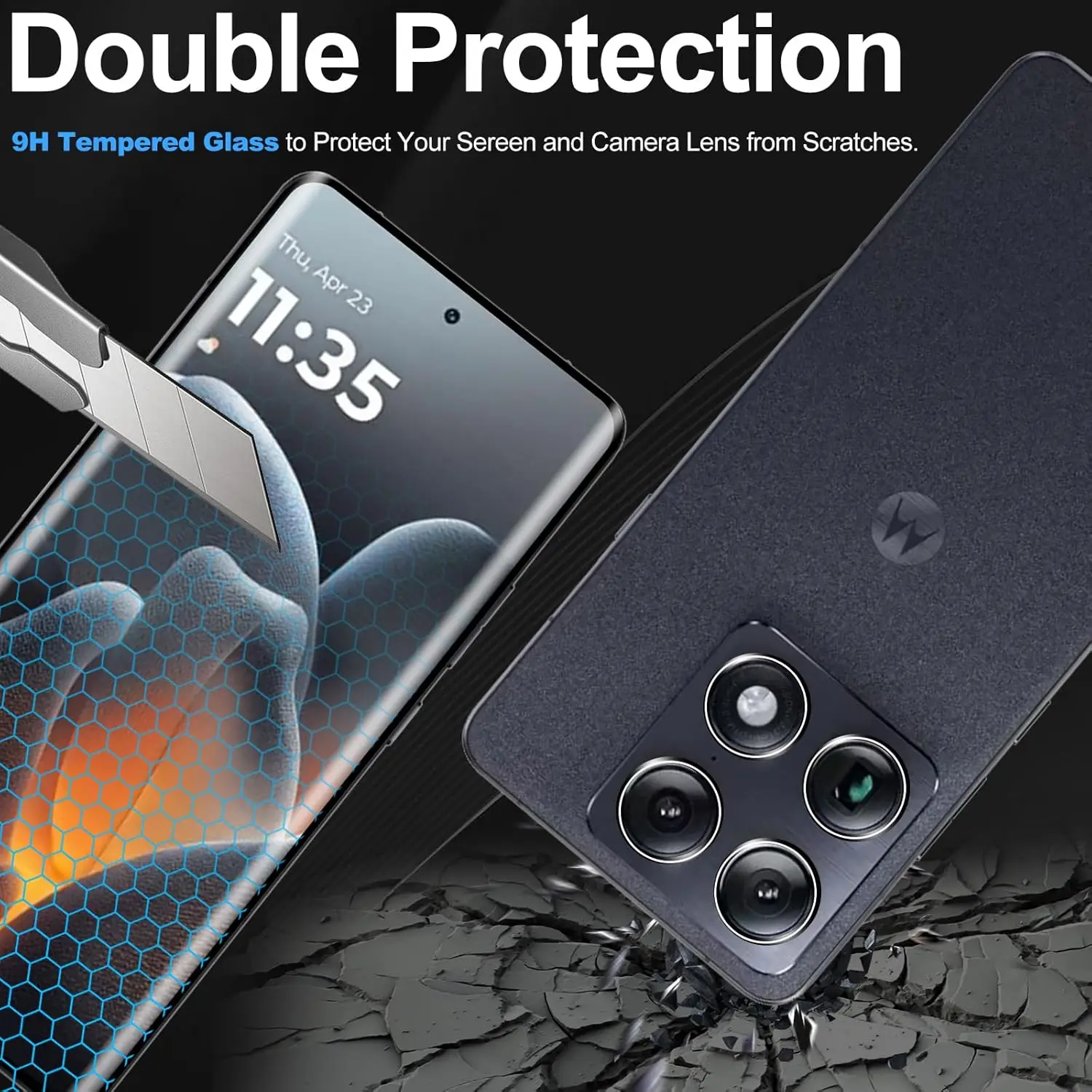 Premium 3D Curved 9H Tempered Glass Screen & Camera Lens Protector