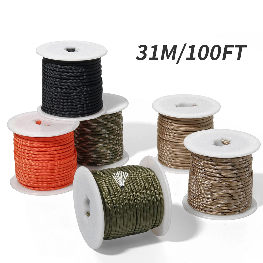 Premium 100FT Heavy Duty Outdoor Survival Paracord Rope – 9-Strand, 4mm Thick for Camping, Hunting, Fishing, and DIY Projects
