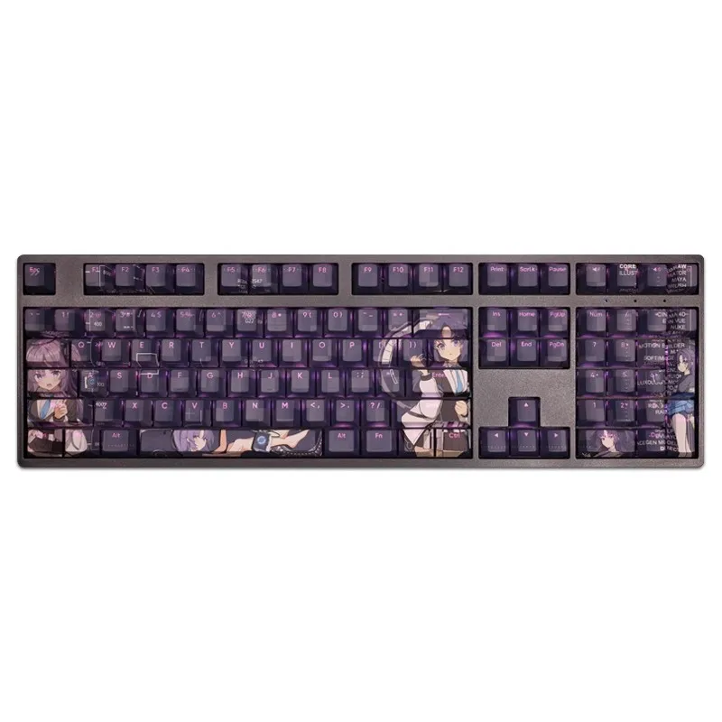 Desenhos Animados Anime Gaming Key Caps Arquivo Azul Hayase Yuska Keycap Pbt Backlit Keycaps Ansi 61 87 104 108 Conjunto de Chaves - Imagem 3