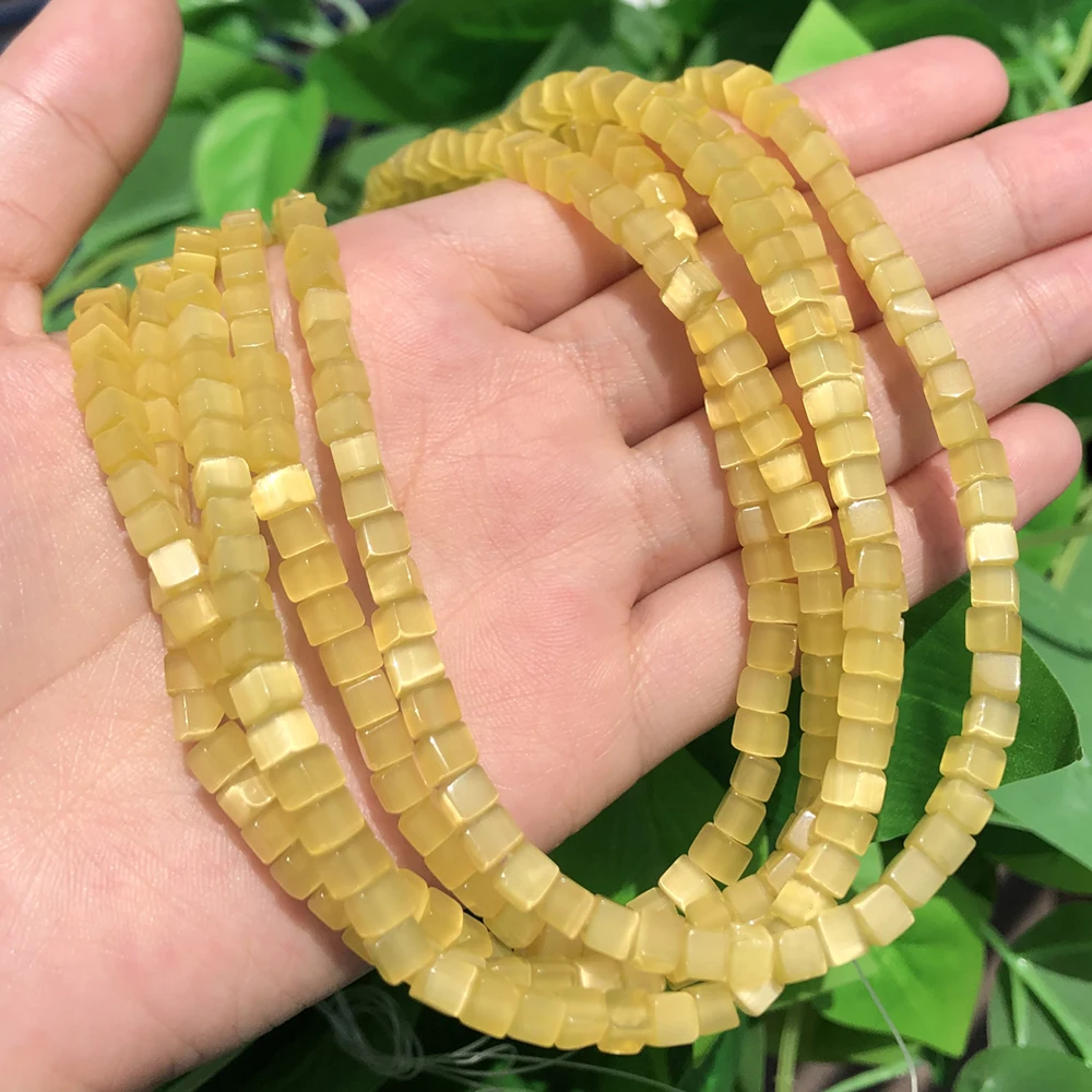 4mm de pedra natural olho de gato opala contas soltas contas quadradas para fazer jóias diy encantos pulseira colar acessórios 15inches inches polegadas