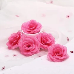Elegant Black Silk Rose Heads - Set of 10 Decorative Floral Accents for Celebrations and Home Decor (Dark Pink)