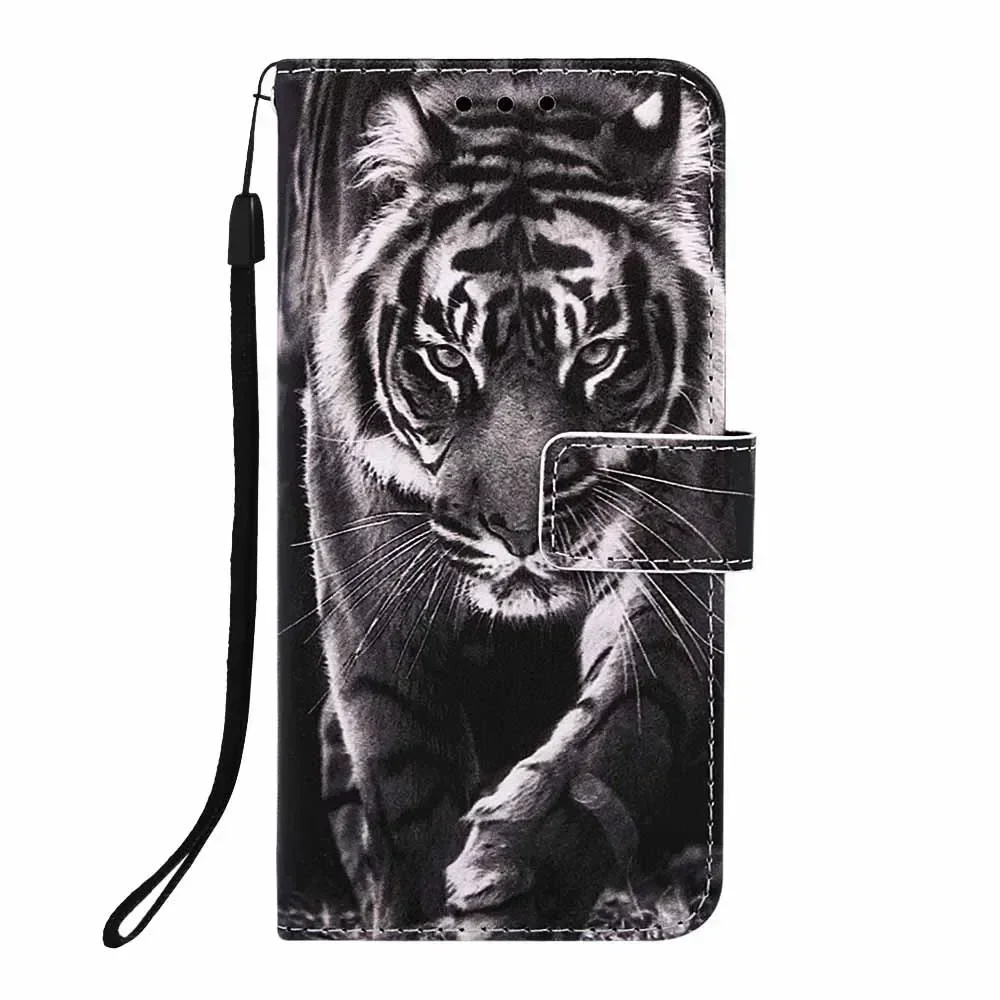 Charming Painted Pattern Wallet Case with Flip Stand and Leather Card Holder Cover