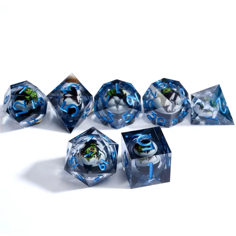 Green ghost dice Halloween Resin dices Polyhedral RPG DND Dice Set for Role Playing Game Resin sharp edge dice DND RPG Dices