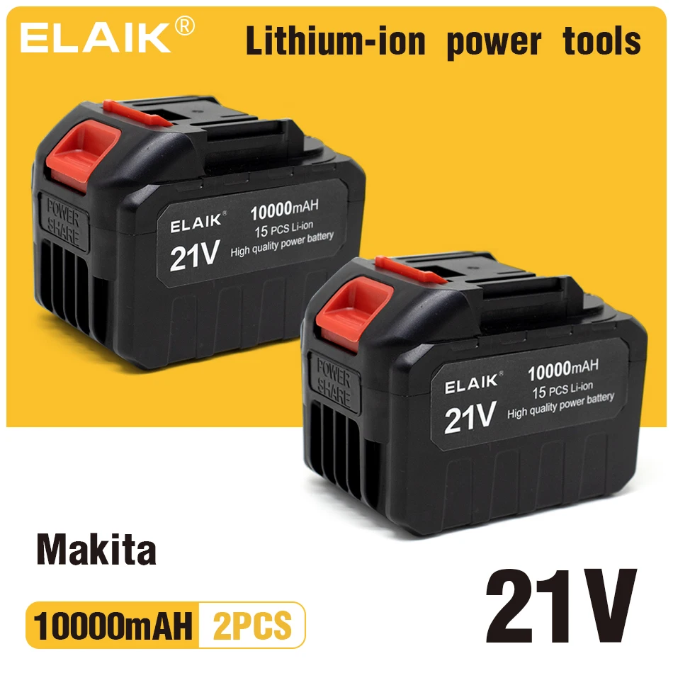 

2PCS 21V 10000mAh Rechargeable Battery Lithium Ion Battery High Capacity for Makita Electric Power Tool Battery