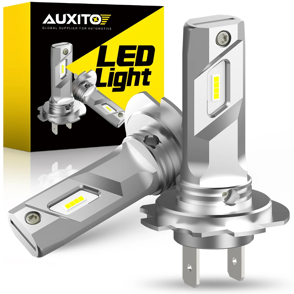 AUXITO 2Pcs H7 LED Bulb Approval Headlight Low Beam Lamps H7 White Light for Car 12V Fanless 6500K Xenon Socket Headlamp Mini