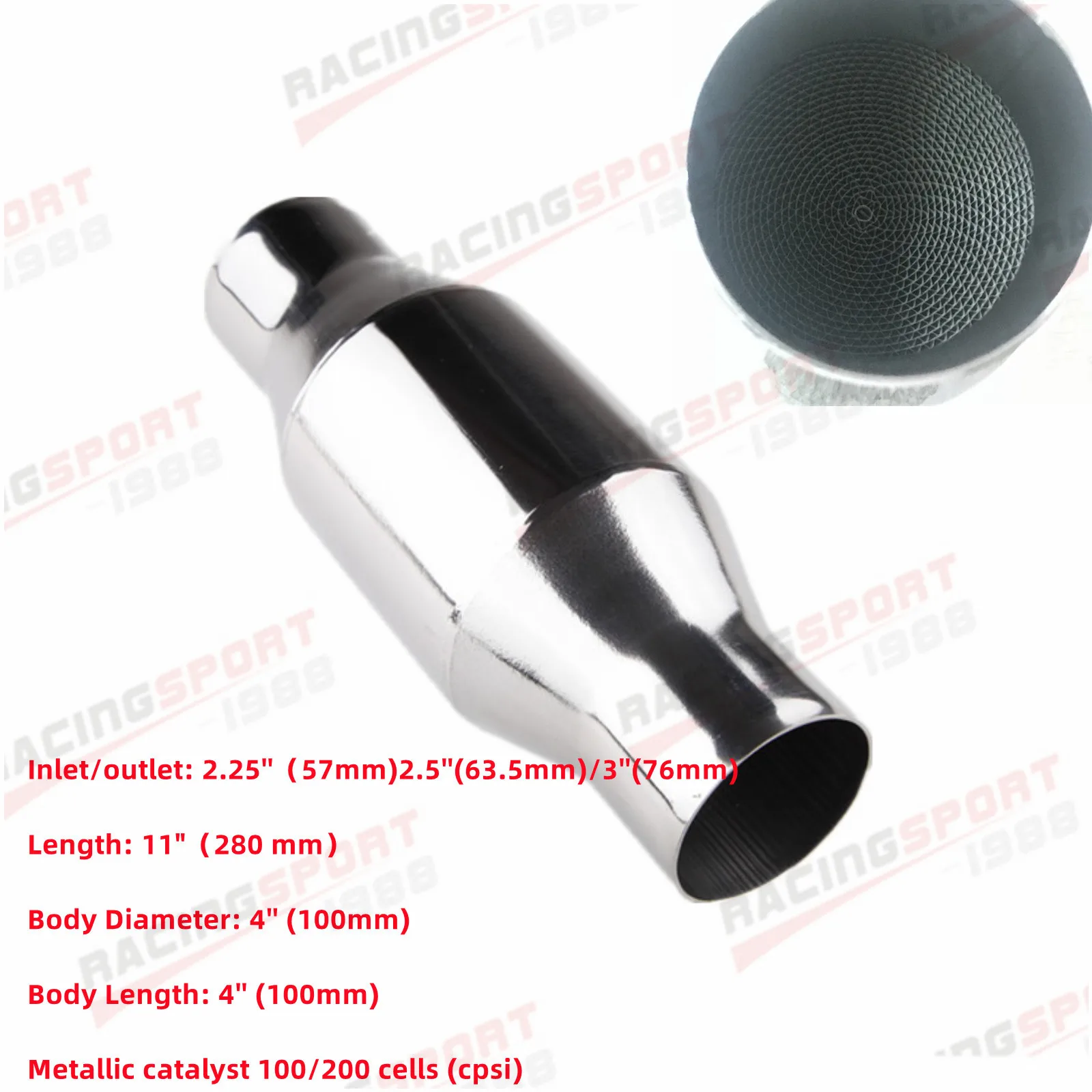 2" 2.25" 2.5" 3" Universal Car Catalytic Converter 100 Cell 200 Cell High Flow Muffler Catalyst Converter Stainless Steel