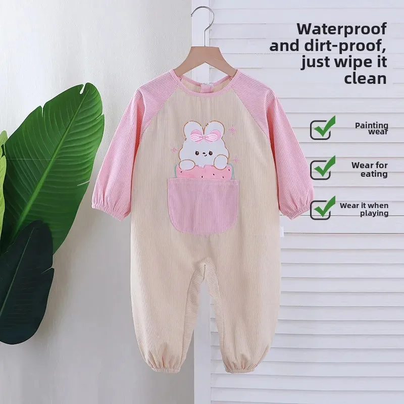 Adorable Baby Overall Apron Waterproof Dirty Proof Long Sleeve Newborn Child Coat Baby Workwear Clothes Feeding Smock