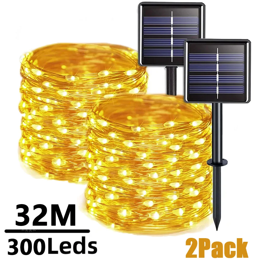 32M300Leds Solar LED Light Outdoor Festoon Lamp Garden Solar Fairy Light String Waterproof Christmas Garden Decoration Outdoor