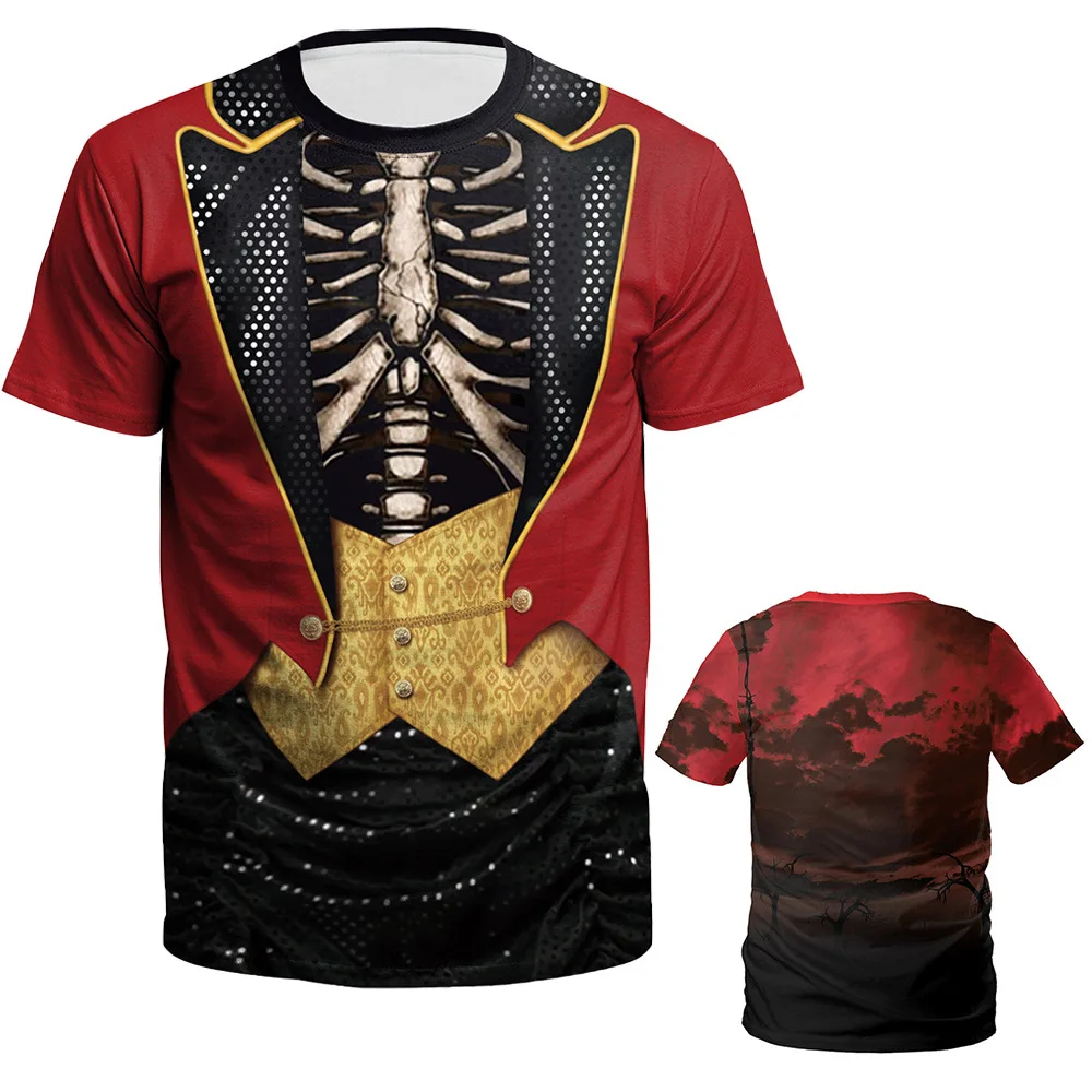 thumbnail image 1 of Camiseta con estampado de calabaza de Halloween y terror para hombre, estilo hip hop, fiesta navideña, ropa creativa, alternativa, informal, de manga corta, 1 of 5