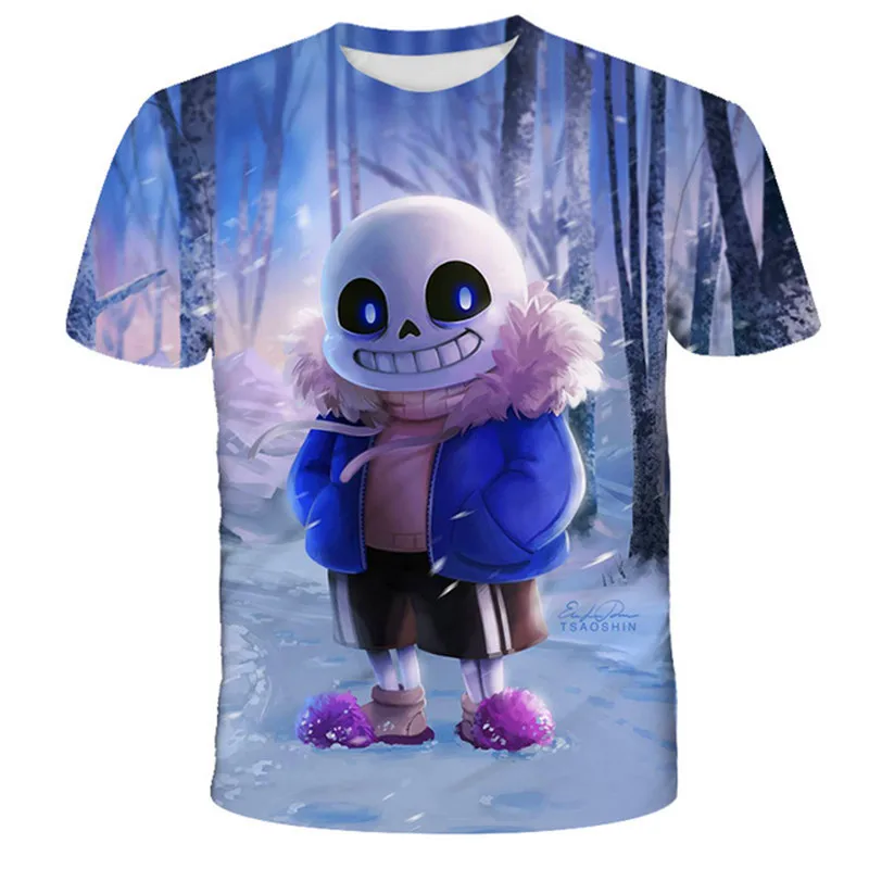 

Tshirts Summer Fashion Skeleton Brother T shirt Game Undertale Sans Kids 3D Print Cartoon Tshirt For Boys Girls Children Tops