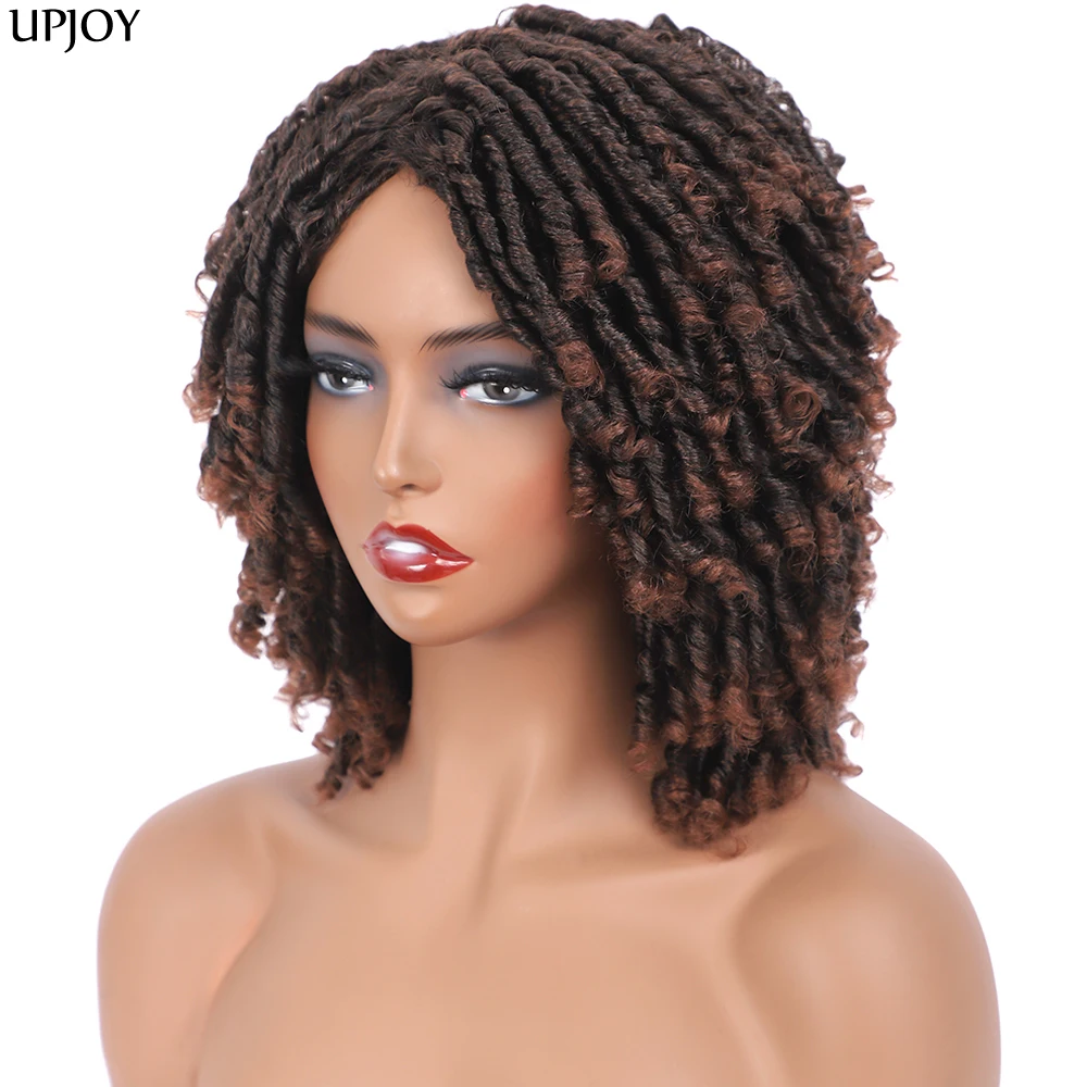 Upjoy Dreadlock 여성용 짧은 인조 머리 가발, 아프로 곱슬 트위스트 가발, 합성 크로셰 가발, 페루크 팜므