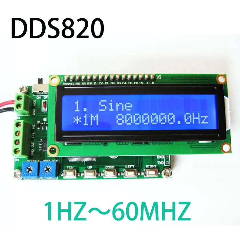 

Генератор сигналов DDS820, Функция DDS, 8 МГц, синусоидальный сигнал, измеритель частоты 60 МГц