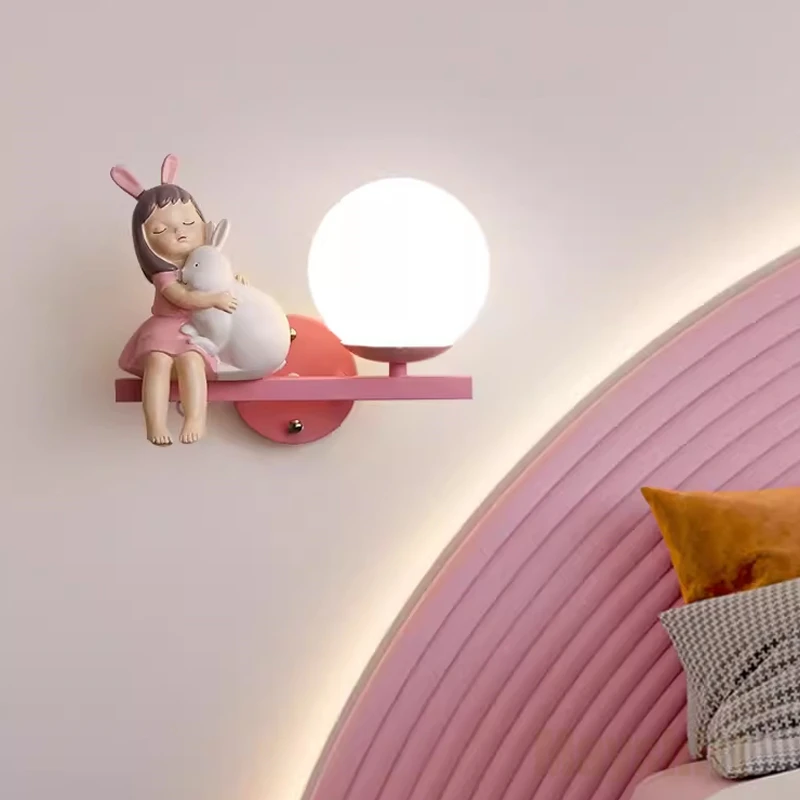 

Children's Room Bedside Wall Lamp Girl Boy Wall Sconce Cartoon Kids Unicorn Rabbit Lamps Led Mirror Lights Bedroom Home Decor
