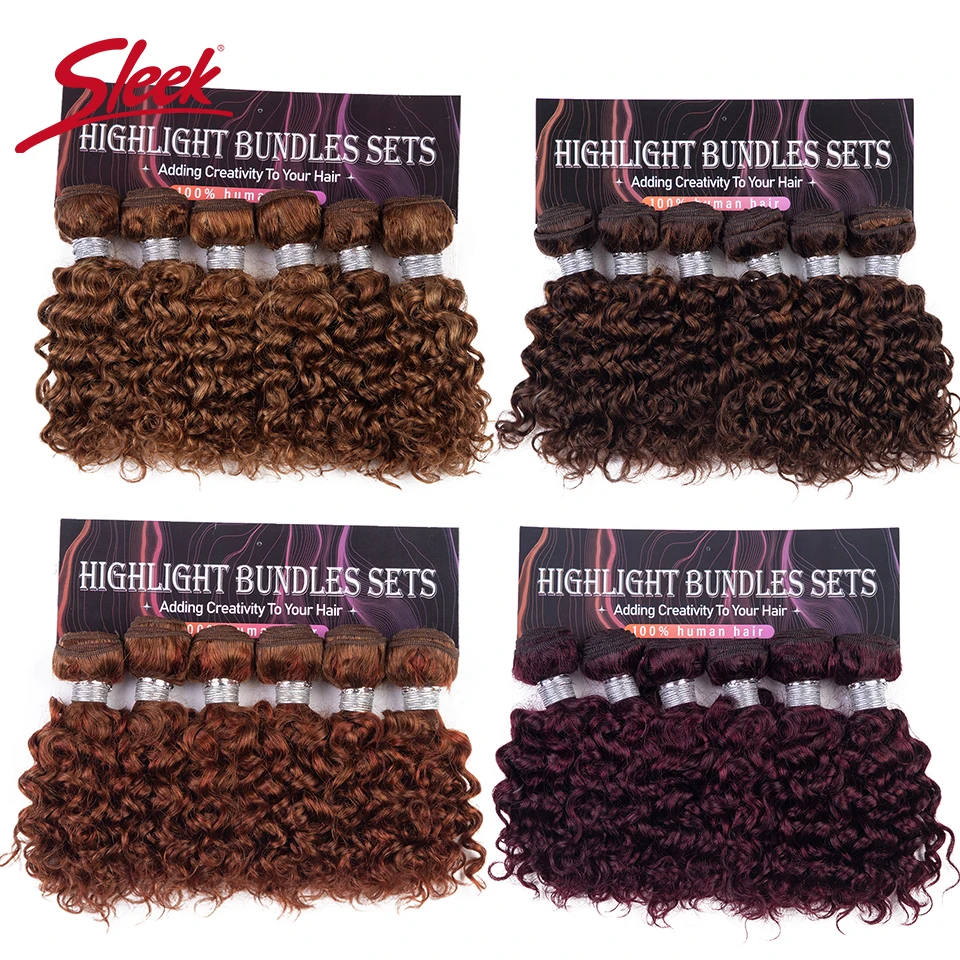 Sleek Brazilian Kinky Curly Red 99J Blond 27/30 Ginger Color F4/30 Natural Remy Human Hair 6 Bundles Deal 190 Grams Per Lot