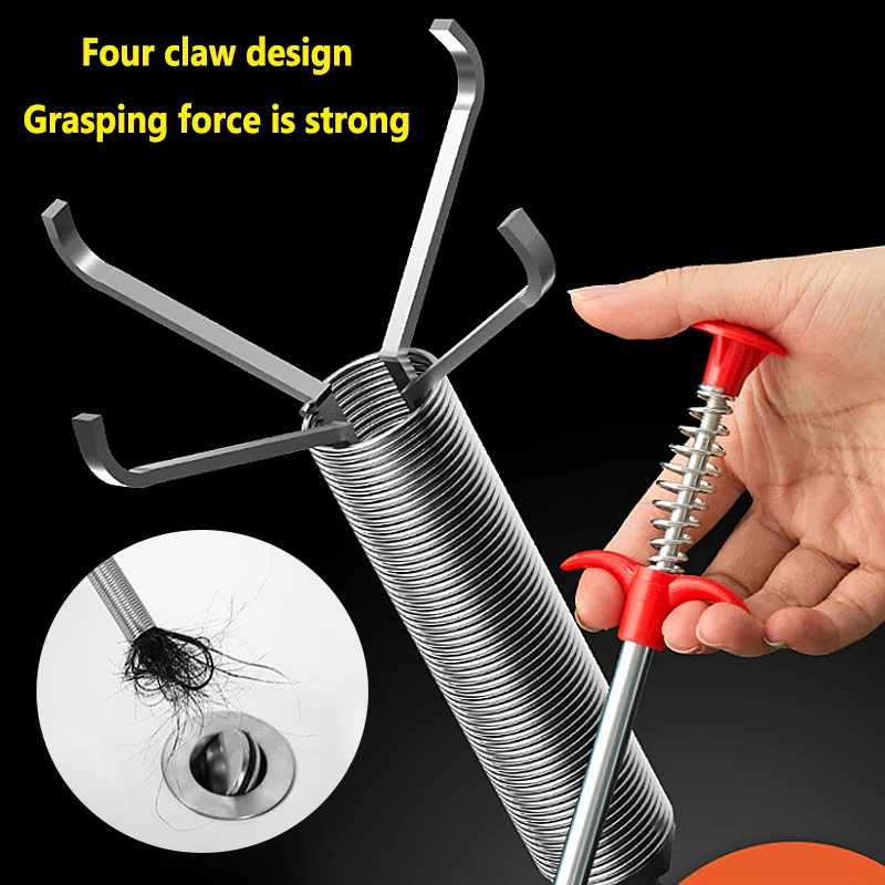 Plumbing Four-claw Hook Dredger Sewer Toilet Tool Manual Toilet Grab Hair Cleaning Clogging Household BEST SELLERS