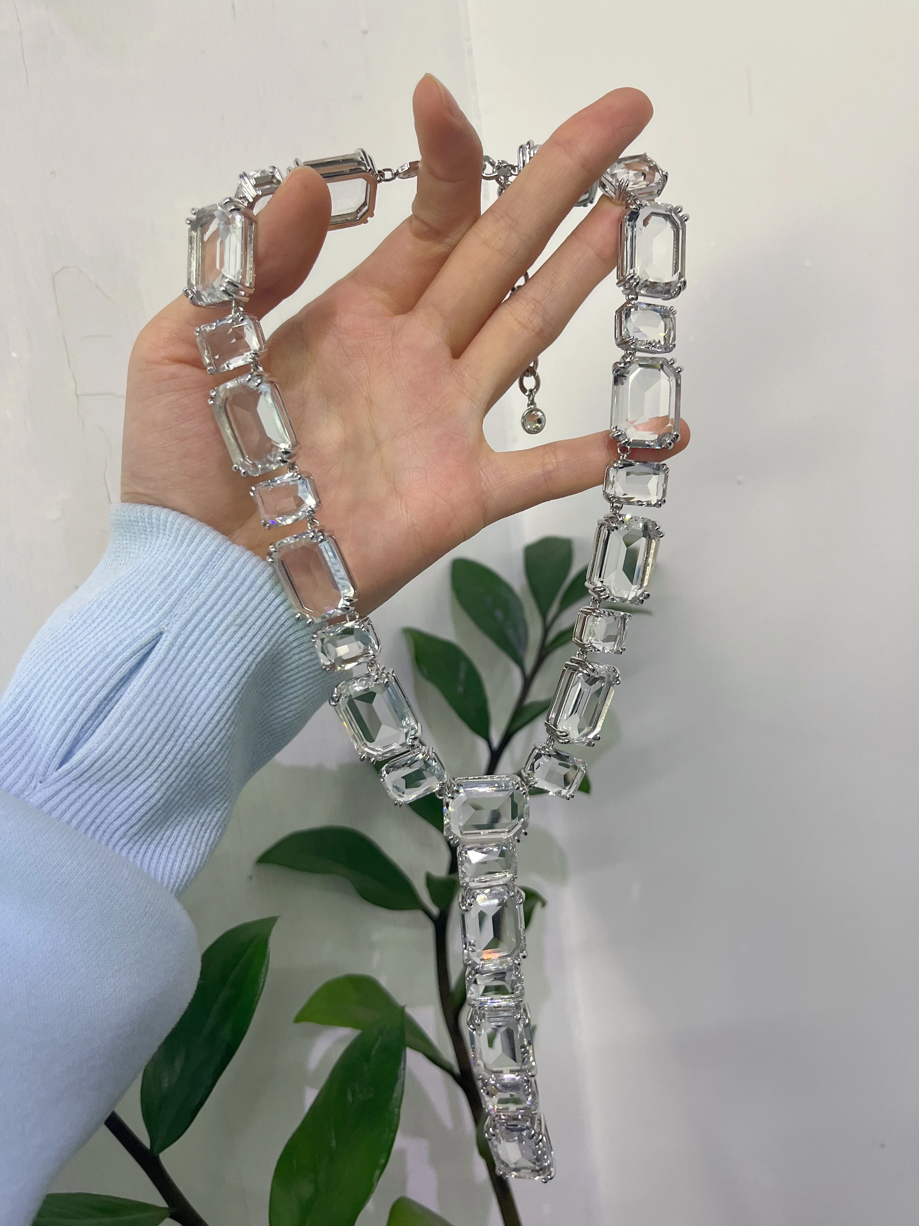 오리지널 고품질 쥬얼리 세트 Y자형 초커 목걸이 화이트 오스트리아 크리스탈 목걸이 귀걸이 팔찌 반지 파티 선물