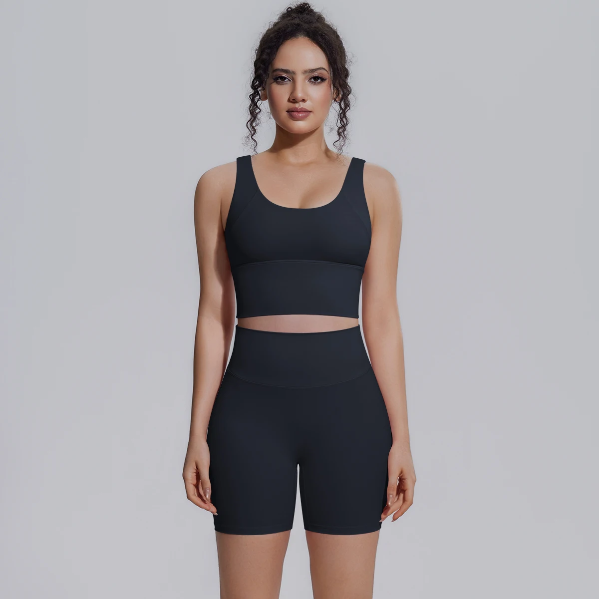 Solid Color Summer Yoga Set Woman's Sexy Backless Yoga Underwear with Chest Pad Quick-Dry Hip Push Up Fitness Shorts Sportswear