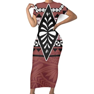 New Arrivals Polynesia Style Women's Wrap-Up Dress Tattoo Print Fashion Sexy Slim Bottoming Tight Girl Dress Adies Long Skirt