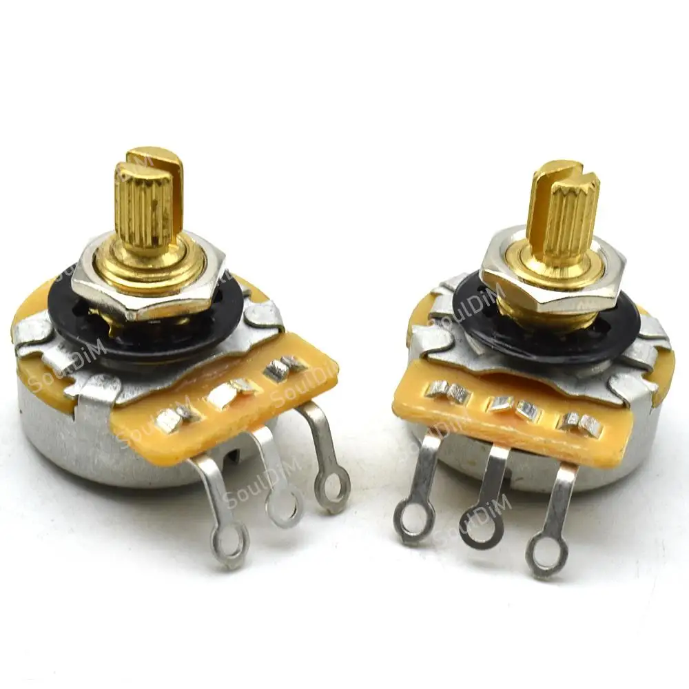 Guitar Pots 1pcs Pure Brass Shaft Log A500K A250K B500K B250K Volume Tone Potentiometers for Electric Guitars