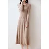 Women's Round Neck Pleated Dress, 100% Merino Wool, Multi-Color Long Sweater Traf, Autumn, Winter, New, Official 6