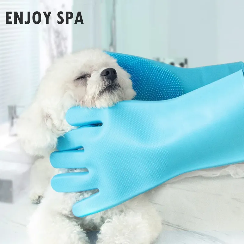 Silicone Gloves Pet Grooming Cleaning Dog Bathing Shampoo Glove Hair Removal Washing Cleaning Tool Cat Hair Scrubber Magic Glove