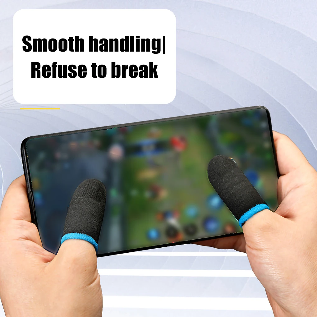 

2 Pcs Gaming Controller Gloves Touch Screen Non-slip Sleeves Breathable Non-scratch Fingertips Cover Laptop Black Blue