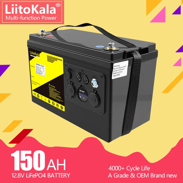 LiitoKala 12.8v 150AH lifepo4 battery with LCD display 12V 150Ah for RV  Xenon light Solar