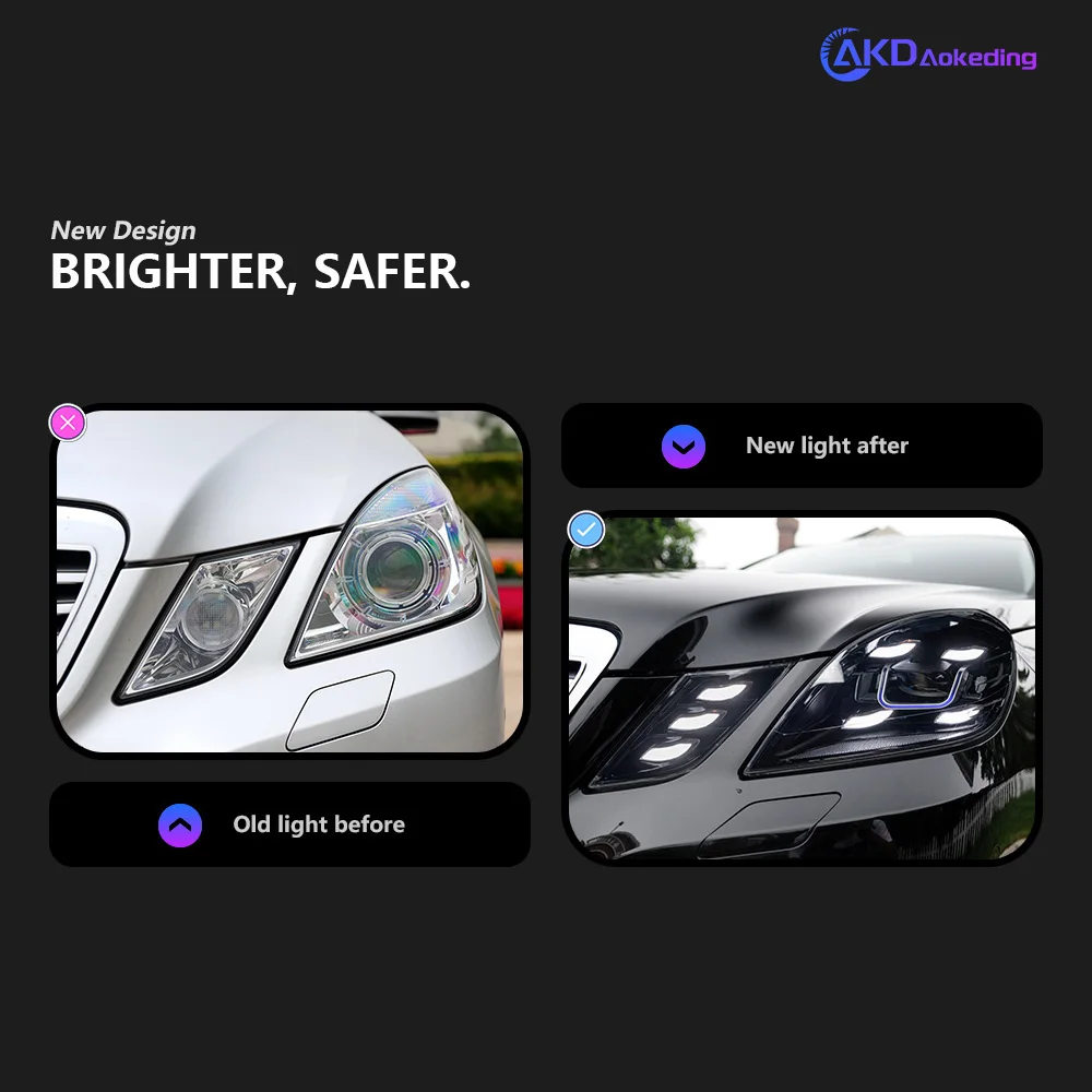 벤츠 W212 용 자동차 조명, LED 헤드라이트 2010-2013 E200 E300 E260 헤드 램프, Drl 프로젝터 렌즈, 자동차 액세서리
