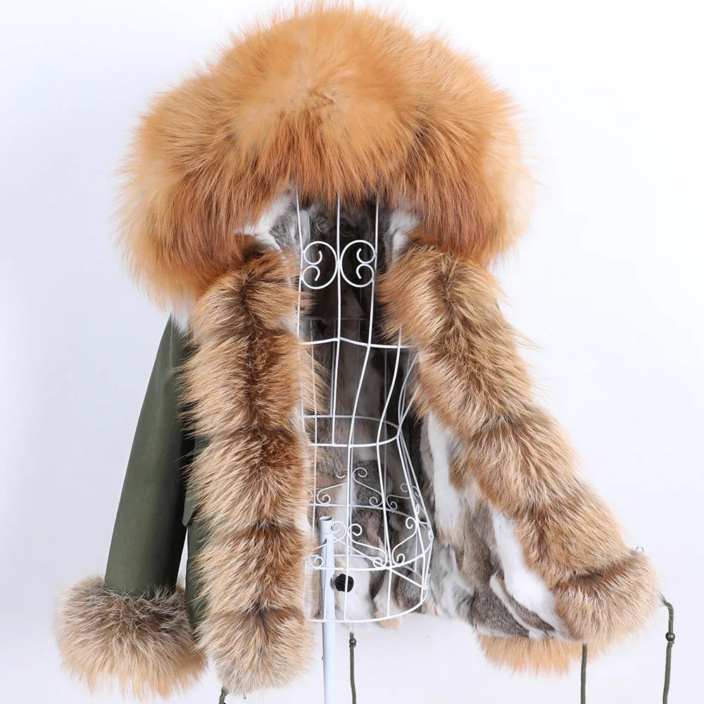 MAOMAOKONG Natural Real Fox Women's Coats Fur Coat Rabbit Fur Lining Jackets Winter Clothes women Parkas With Fur Collar real raccoon fur collar parkas overcoats women rabbit fur inner bladder coats jackets removable winter ladies detachable outwear