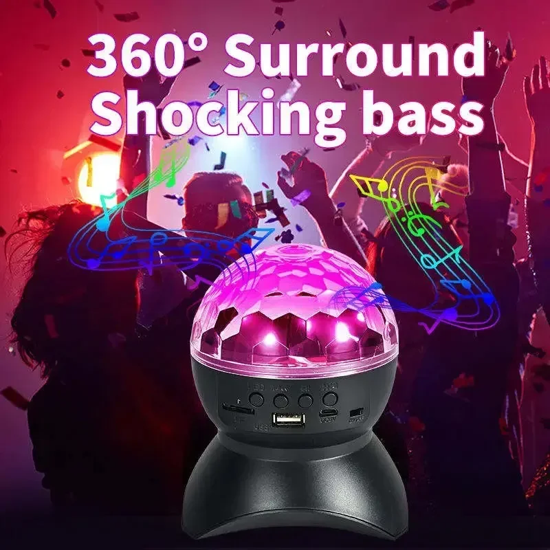LED 디스코 볼 조명, 회전 블루투스 음악 무대 조명, 결혼식 장식 주변 조명, USB 충전식 RBG 효과 조명
