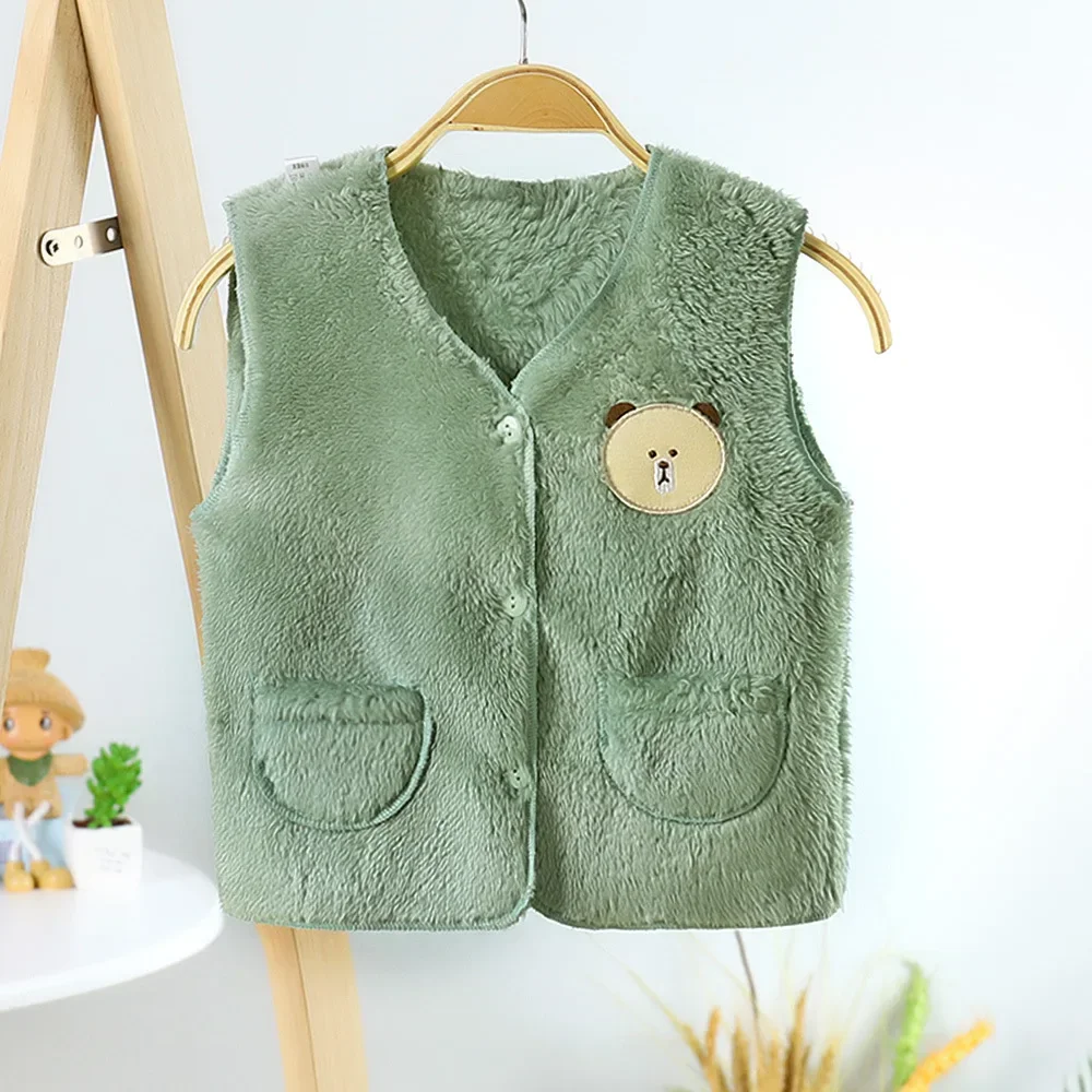 Children vest Autumn Winter Baby Vest Fur Baby Toddler Waistcoat Kid Jacket for Girls Boys Children Clothes Fur Jacket Sleeveless Vest Bear