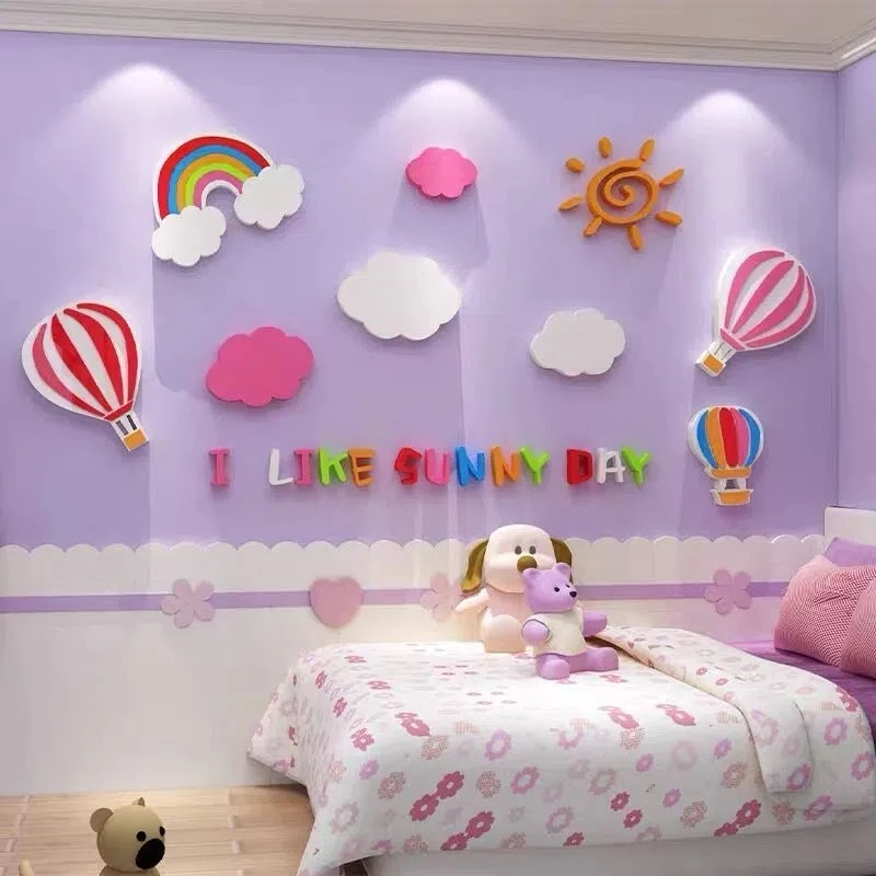 

Теплые милые трехмерные наклейки на стену фон для девочки Наклейка на стену для детской спальни декоративные наклейки