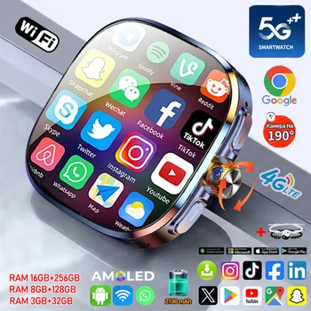 5G/4G Full Network Smart Watch HD 2.4 inch Big Screen Video Call 16GB+256GB RAM 2100mAh Google Play WIFI GPS Sim Card Smartwatch