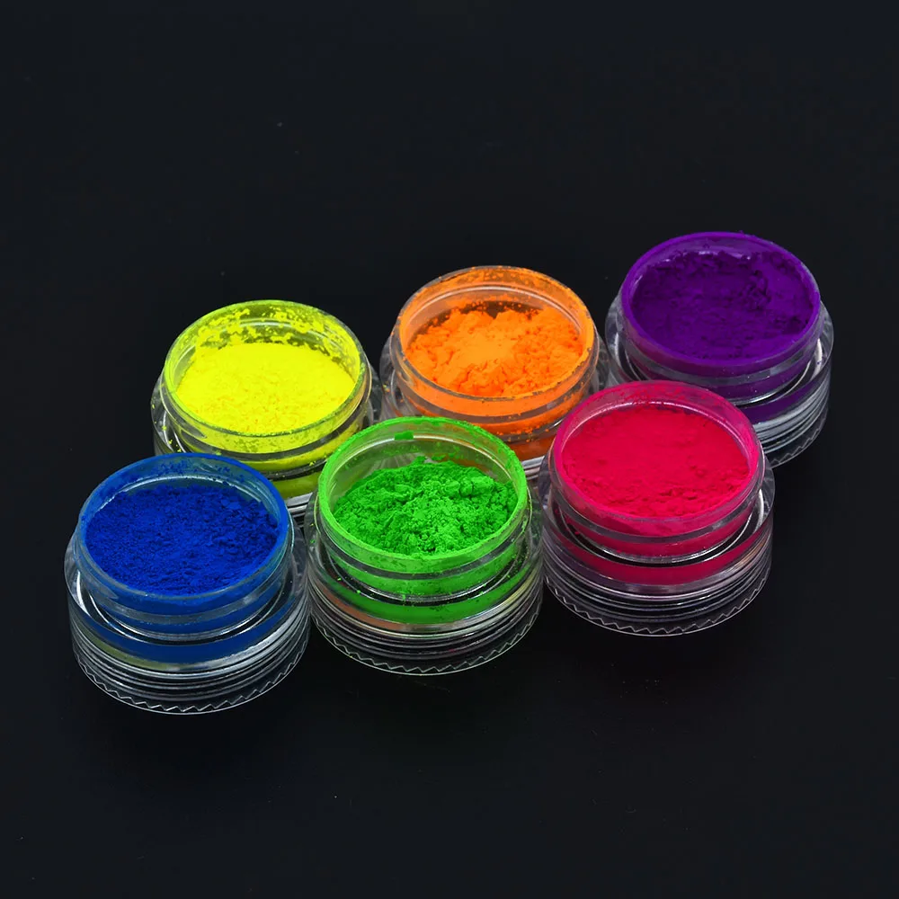 6 Colors Fluorescent Neon Powder Eyeshadow Glitter Matte Shimmer Glow In Dark Eye Shadow Matte Cosmetics Beauty Makeup for Nails