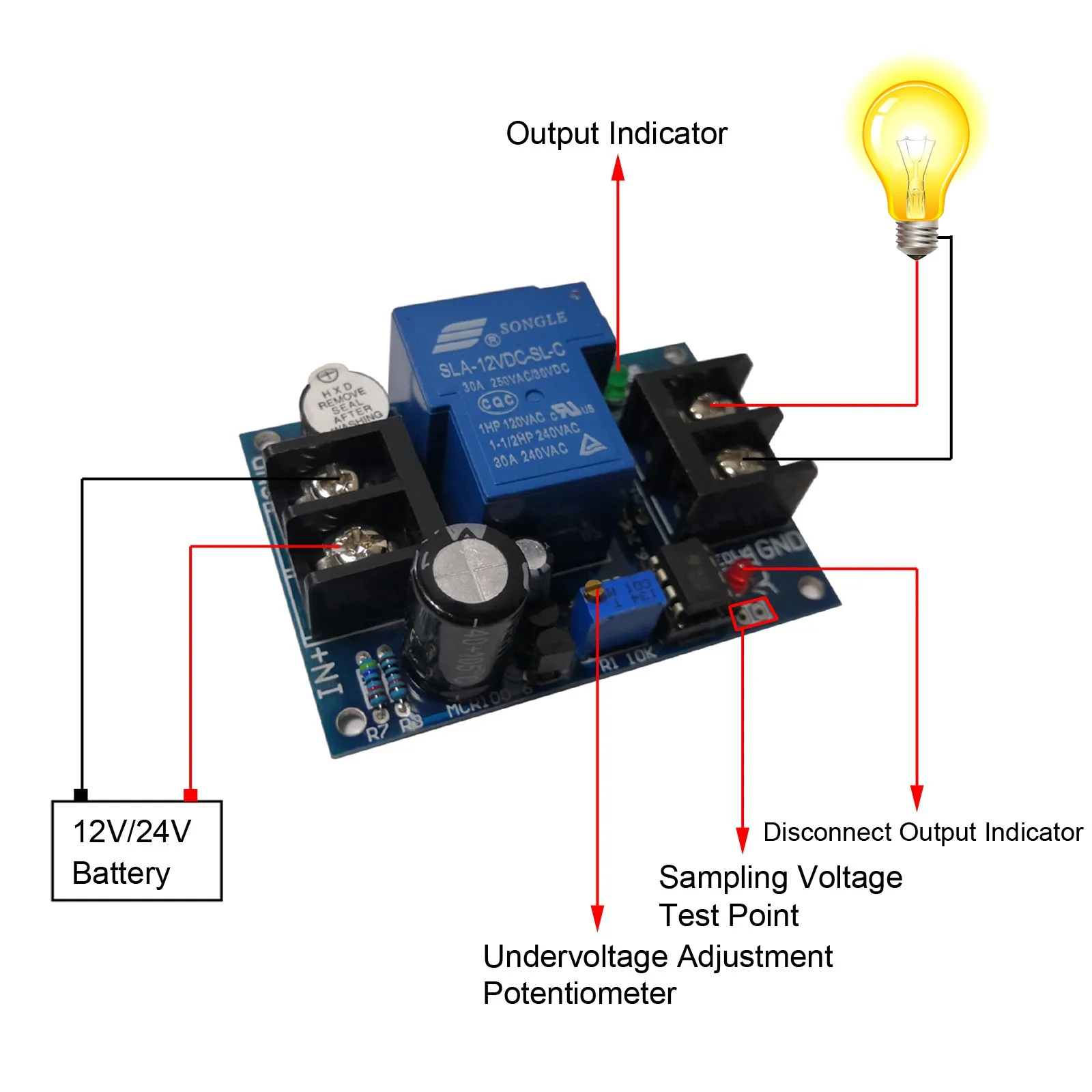 30A Automatic Battery Charging Controller - 12V/24V/36V/48V Battery Protection Module