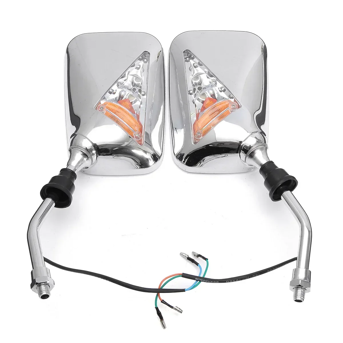 12V 10mm Universal for Motorcycles Scooters ATVs Pair Chrome Motorcycle ...