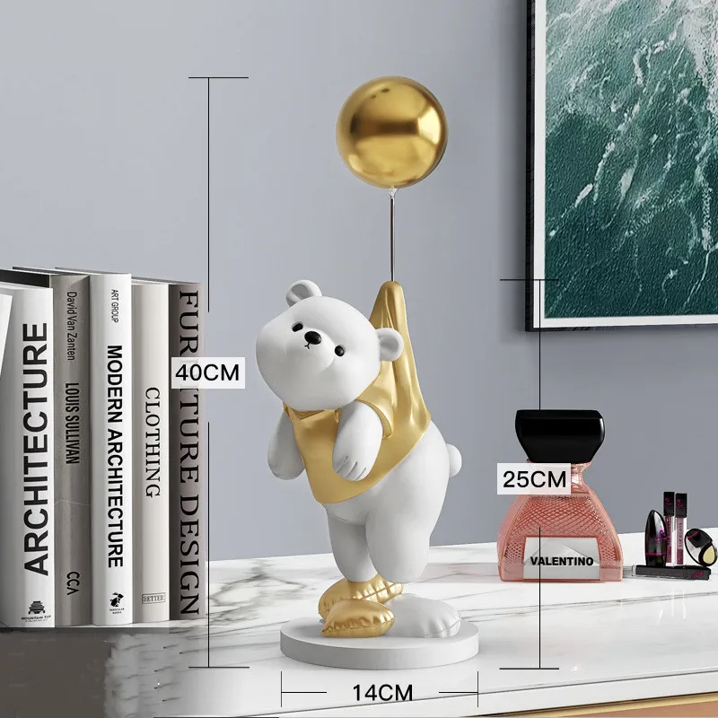 

Balloon Polar Bear Resin Creative Ornaments Home Decor Crafts Statue Office Desk Figurines Decoration Bookcase Sculpture Craftsd