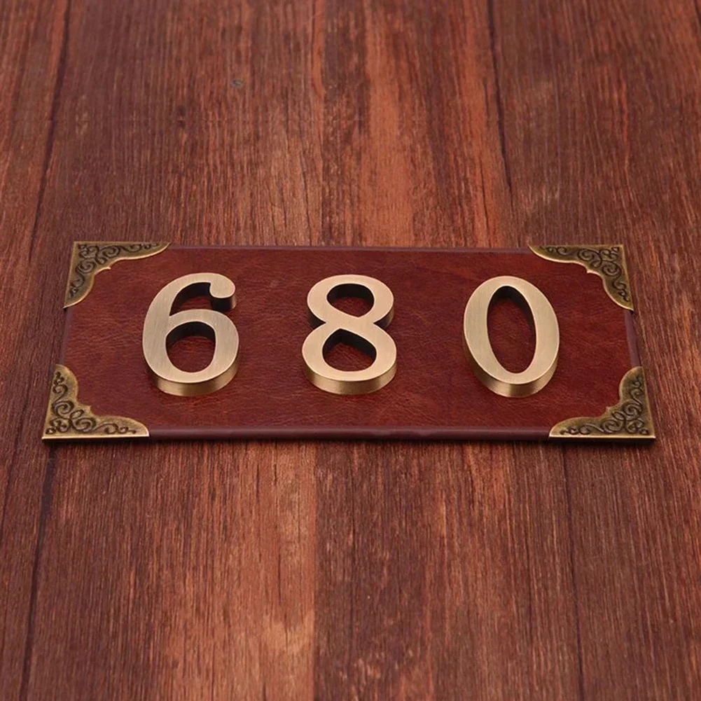 Bronze Digital Door Number Plate 1Pcs Self-adhesive Mailbox Outdoor Address Numbers Sign Apartment Office Hotel Room Door Number