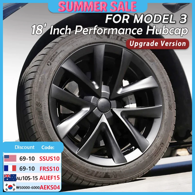 테슬라 모델 3 용 4PCS HubCap 18 인치 성능 휠 캡 자동차 교체 허브 캡..