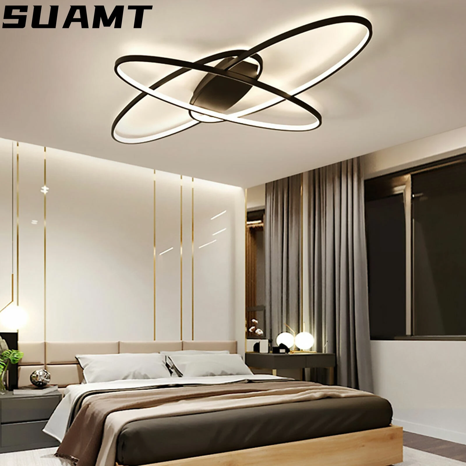 

LED Ceiling Light Modern Geometric Chandelier Flush Mount Home Decor Lighting Fixture Indoor Lamp For Living Room with Remote