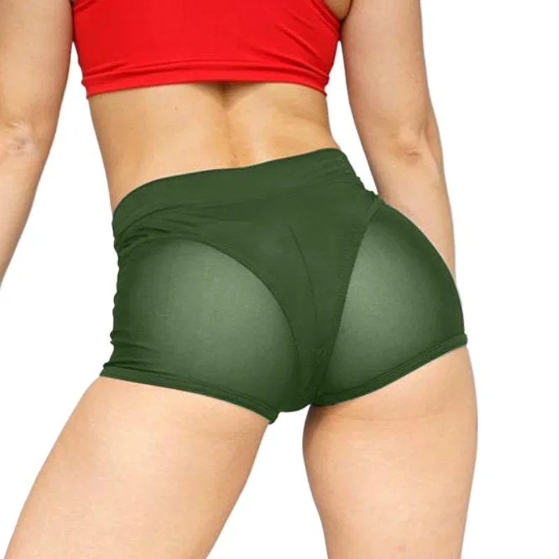 Sexy Mesh Sheer Patchwork Short Panty Midi Thigh Women Boyshort Hot Underwear Leggings High Waist Boxer Brief For Lady Plus Size