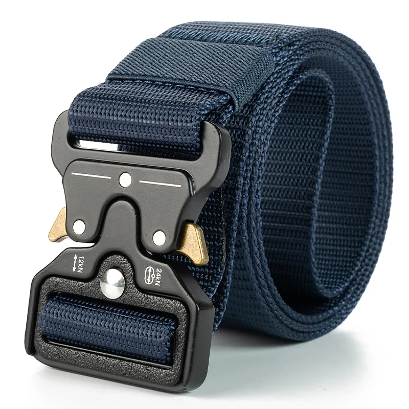 Taktischer Gürtel, Schnellverschluss, Outdoor-Militärgürtel, weiches echtes Nylon, Sportzubehör, schwarzer Gürtel für Männer und Frauen – Detail 5