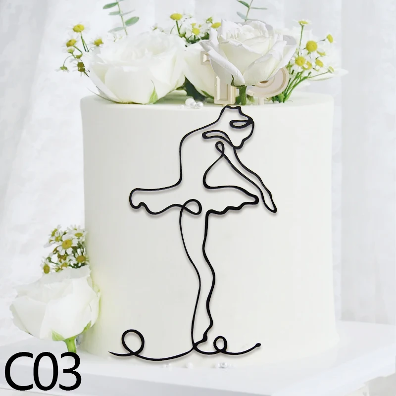 10 Topper Per Torta Minimalist - Decorazioni In Acrilico Con Viso Di Dama E Linee Artistiche - Ideali Per Torte Di Compleanno, Laurea E Addii Al Nubilato - 2