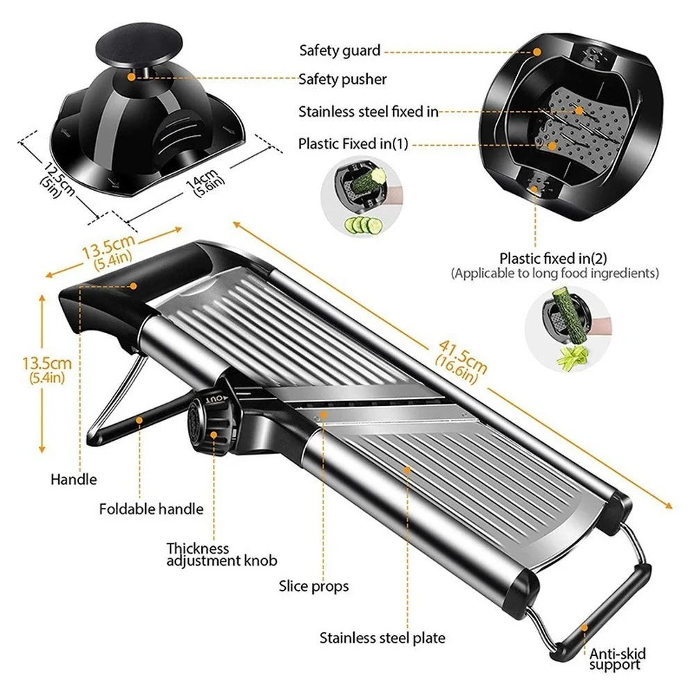 304 Stainless Steel Adjustable Mandoline Vegetable Slicer Professional Cutter Vegetable Grater with Blades Kitchen Gadgets