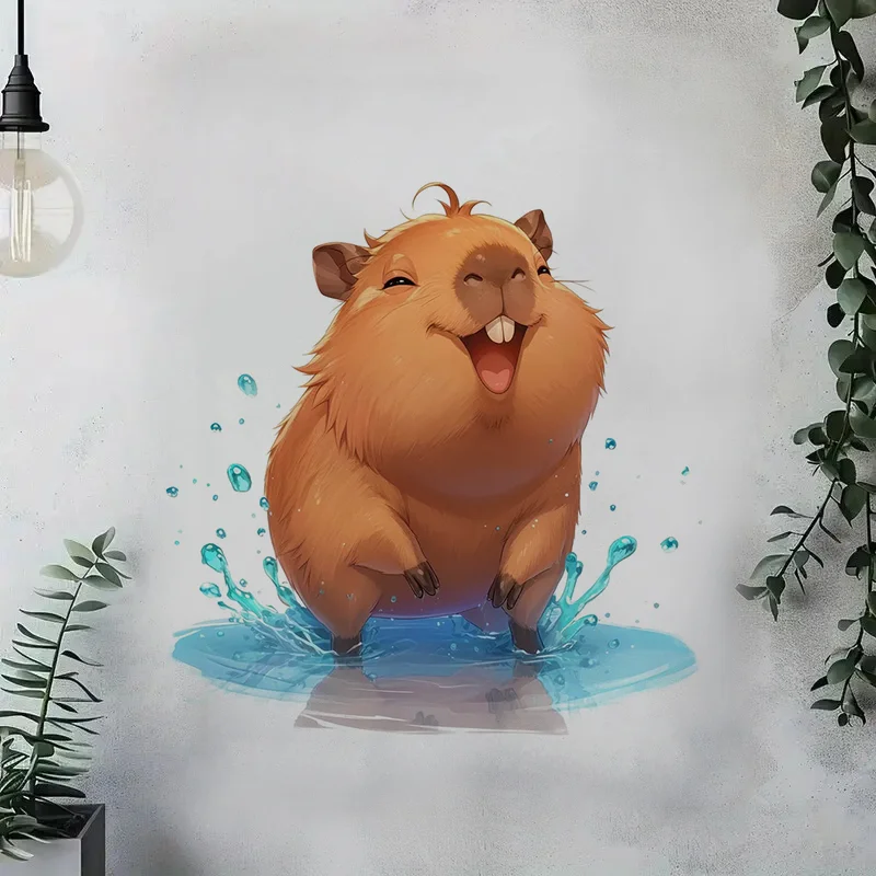 Cute Kawaii Capybaras Toilet Lid Stickers, Apply for Wall, Door, Cabinet, Window, Car Decoration, Vinyl Animal Decals