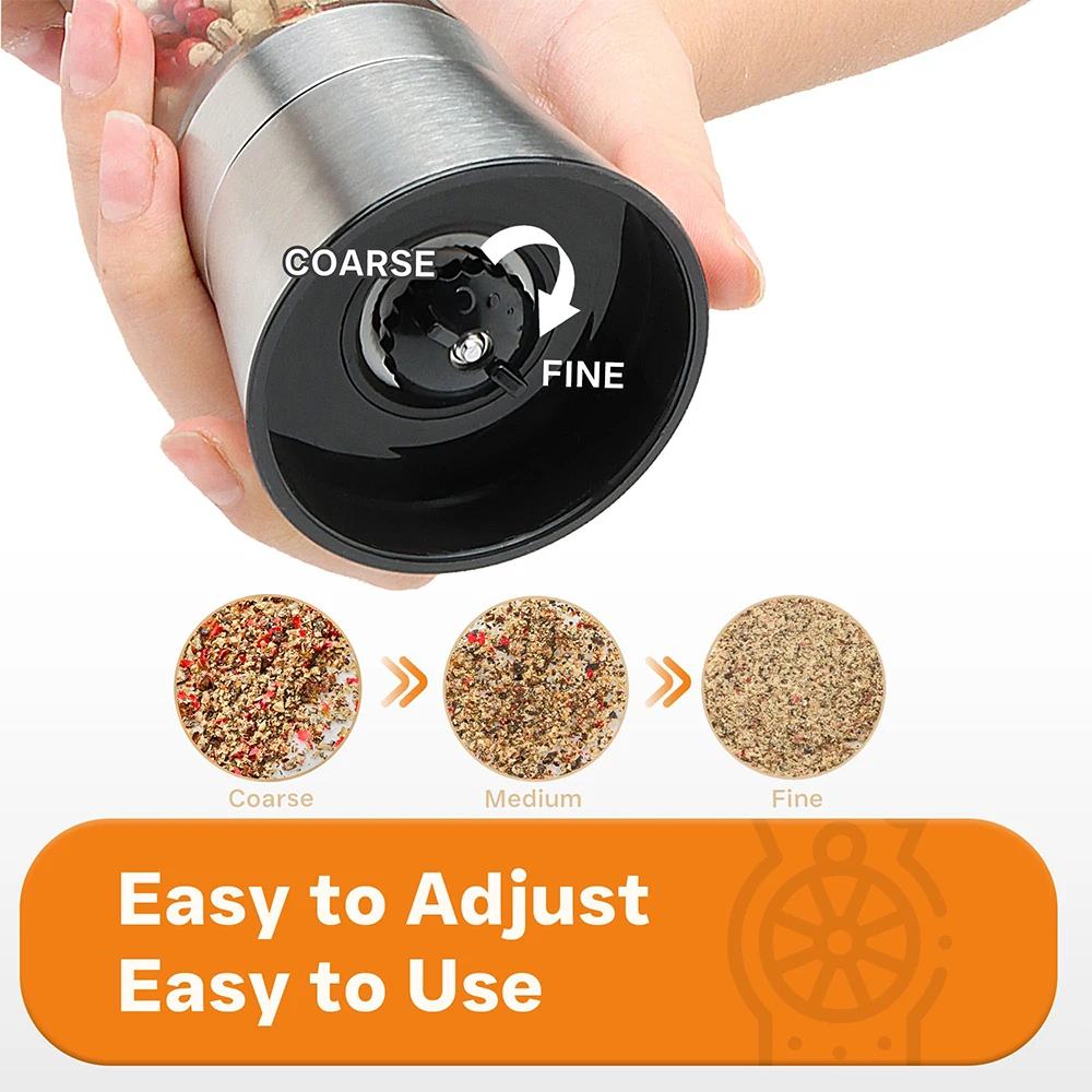 Salt and Pepper Grinder Set Adjustable Coarseness Refillable Stainless Steel Pepper Mill Grinders Kitchen Spice Grinder salt and pepper grinder pepper grinder