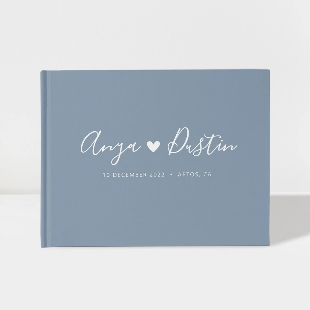 

Wedding Guest Book | Dusty Blue | Heart Guest Book | 50 Sheets of Paper | Color Choices Available | Design: 014