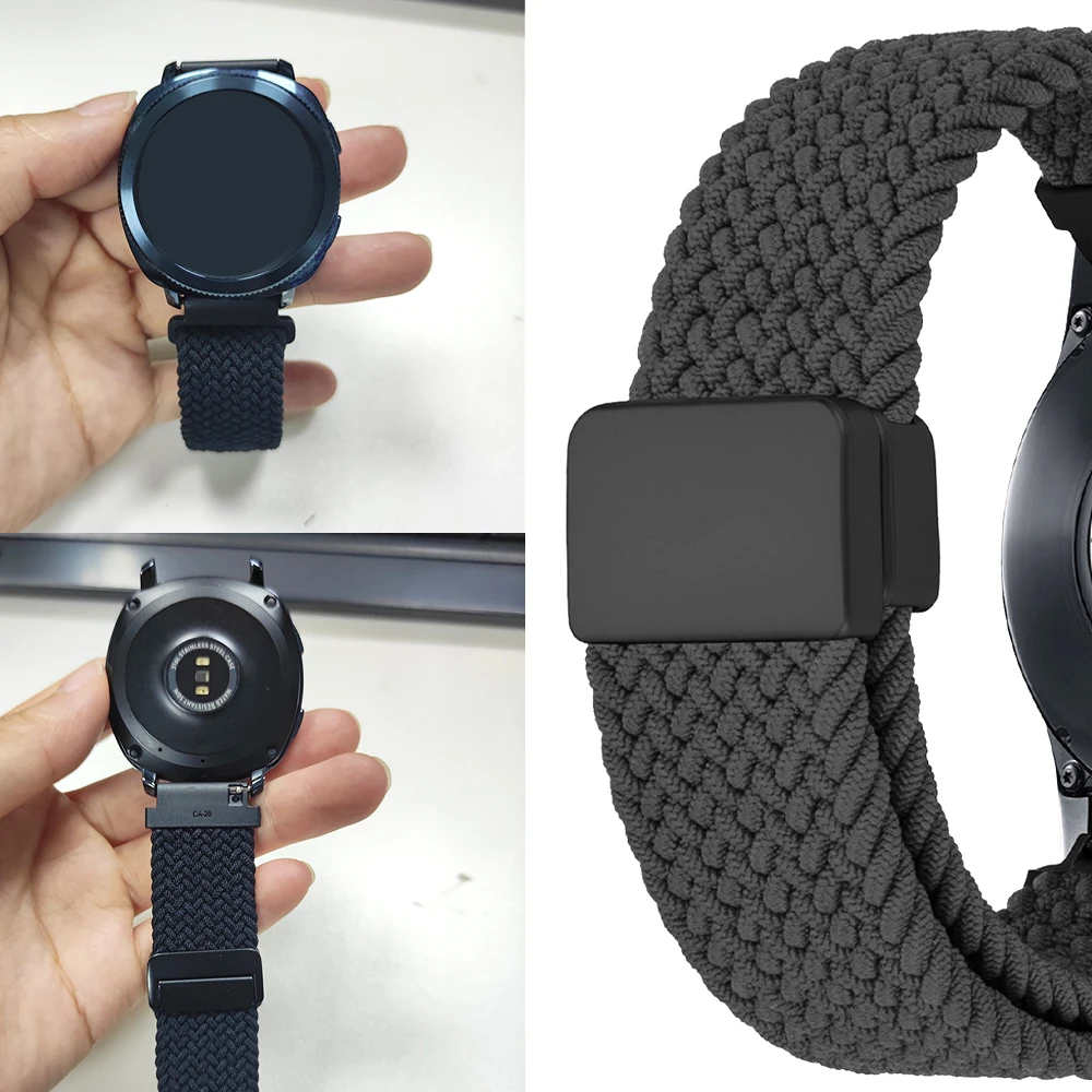 Magnetic Braided Bracelet Replacement Strap, 20/22mm, Adjustable Loop Band