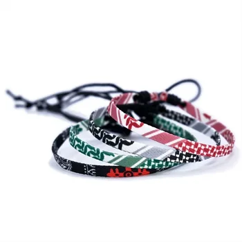 4 Colors Palestinian Keffiyeh Bracelet for Women Men Handmade Adjustable Woven Fabric Bracelets Jewelry Gift for Men Women